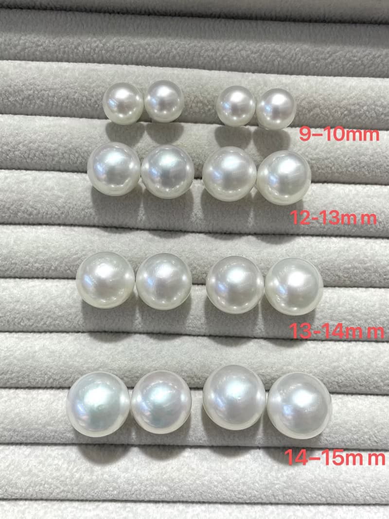 微瑕澳白珍珠9mm12mm南洋珍珠海水珍珠真珠18K珍珠耳環耳釘