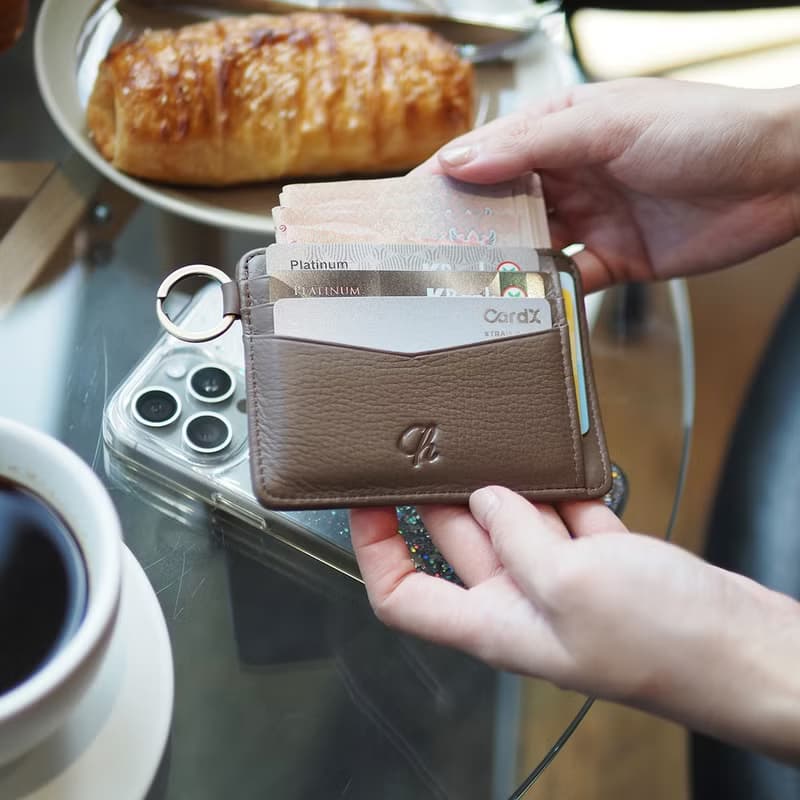 June (Cedar):  Multi-card holder, card case, slim wallet, Brown-grey wallet