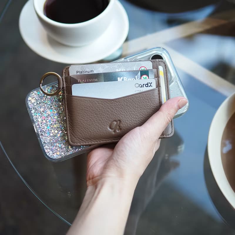 June (Cedar):  Multi-card holder, card case, slim wallet, Brown-grey wallet
