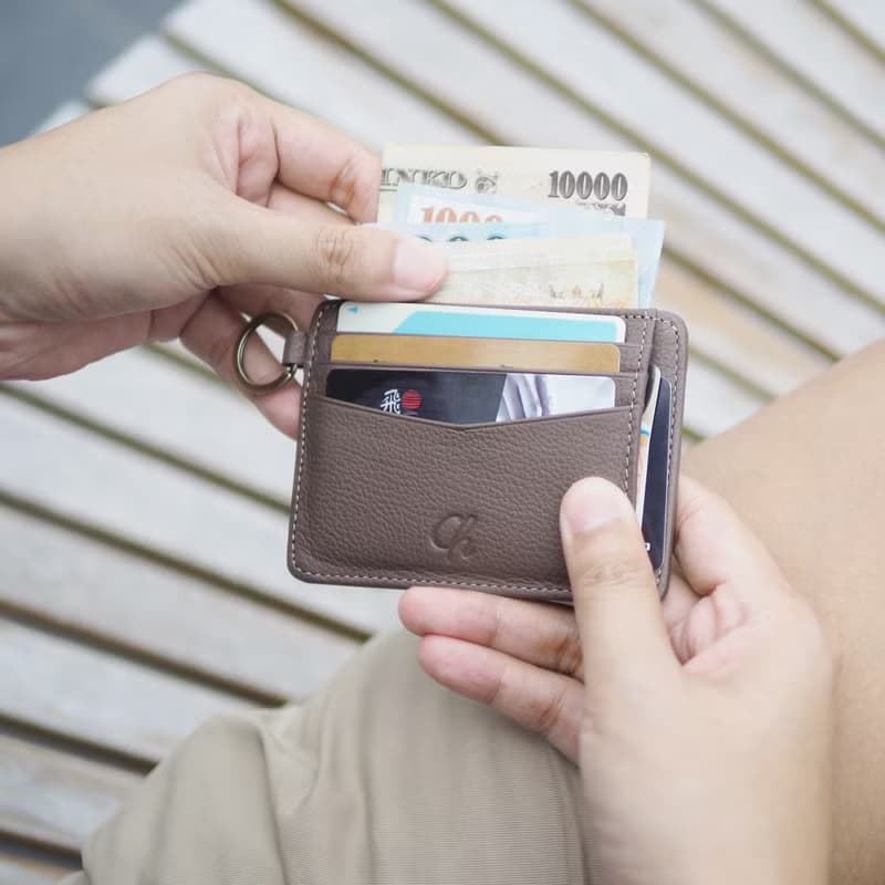 June (Cedar):  Multi-card holder, card case, slim wallet, Brown-grey wallet