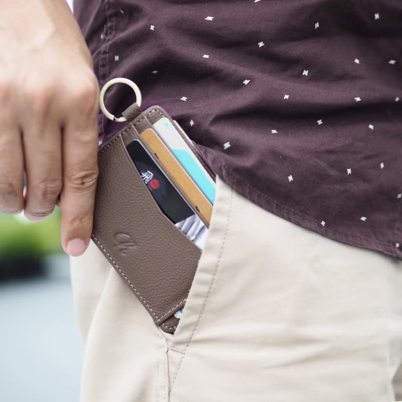 June (Cedar):  Multi-card holder, card case, slim wallet, Brown-grey wallet
