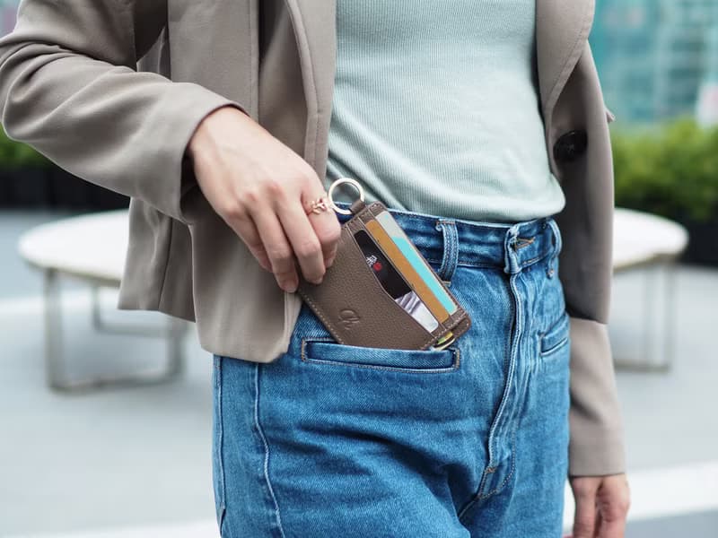 June (Cedar):  Multi-card holder, card case, slim wallet, Brown-grey wallet