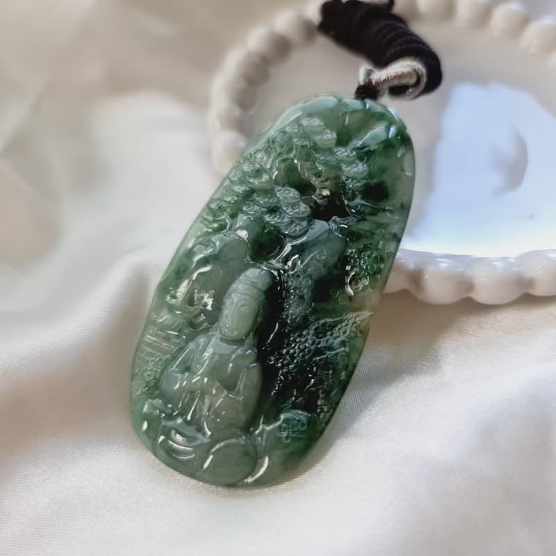 滿綠莊嚴山水觀音| 天然緬甸玉A貨翡翠