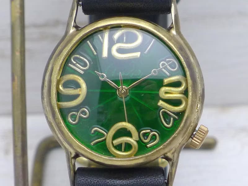 214B GR  On Time-B  GR(グリーン)文字盤 Mens Brass 手作り腕時計