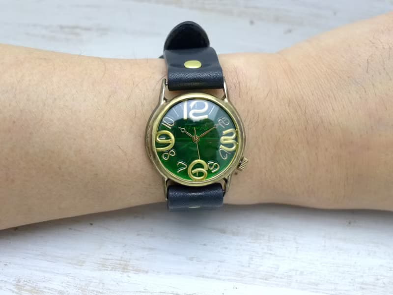 214B GR  On Time-B  GR(グリーン)文字盤 Mens Brass 手作り腕時計