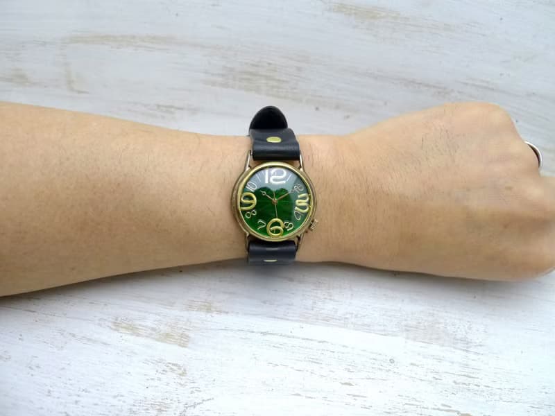 214B GR  On Time-B  GR(グリーン)文字盤 Mens Brass 手作り腕時計