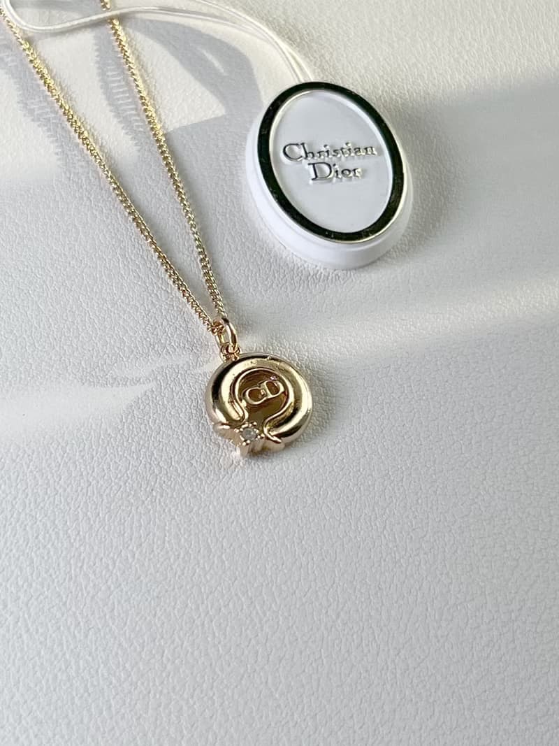 Dior CD鍍金簡約圓形水鑽頸鏈項鏈 日本中古Vintage 情人節禮物