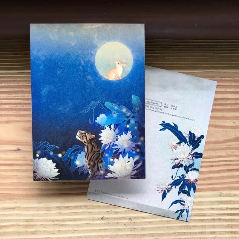 【尋找微光/卡片明信片】精緻插畫/加大款/台灣雲豹/月兔/曇花