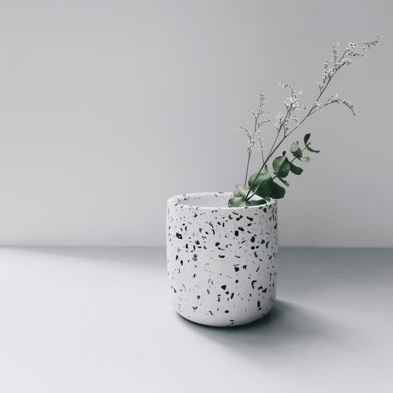 TERRAZZO 磨石子 | 經典黑白水泥圓形盆器・筆筒・桌面收納