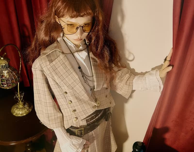蒸汽朋克 哥特風復古 格紋不規則下擺半身裙