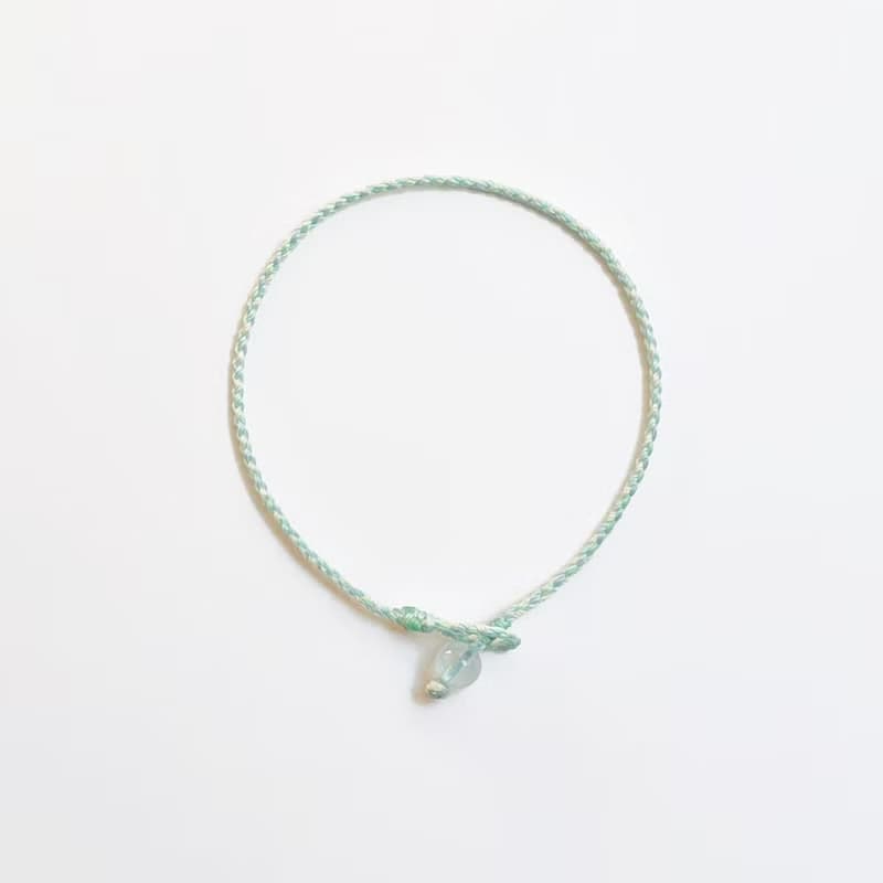海藍寶四股編超細蠟線編織手環( 淺綠+米黃)