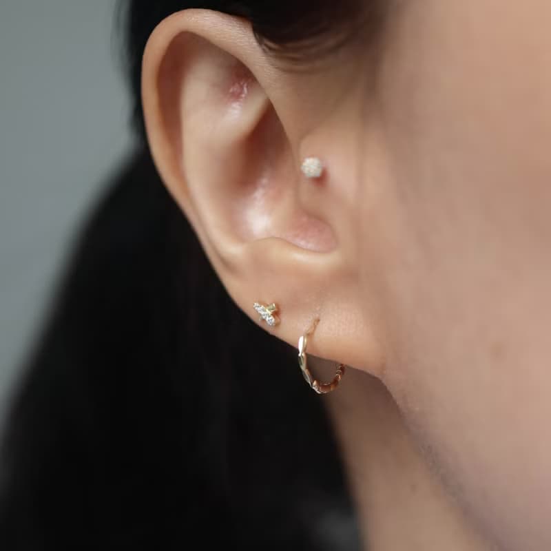 14K 橢圓切割耳扣耳環 (內徑 8.8mm) 洗澡免摘 碰水流汗不褪色