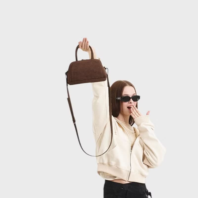 韓國製 MUR BUN MINI手袋/單肩包/手提袋 (Suede Dark Brown)