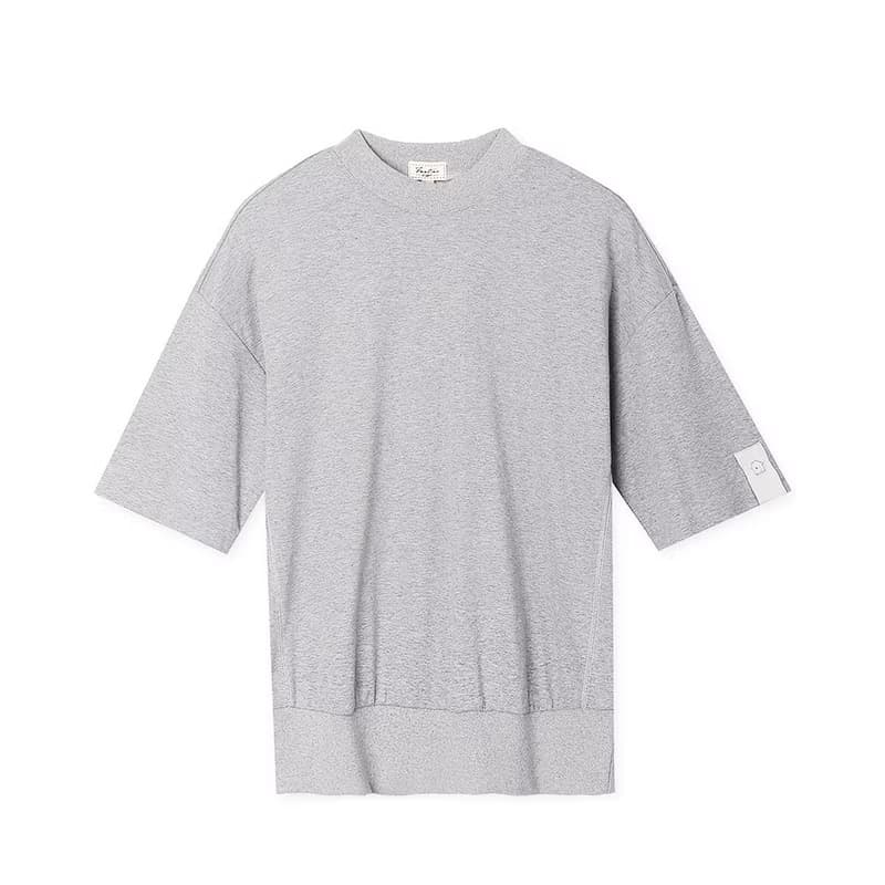 UMORFIL膠原蛋白素面五分袖男居家服-麻花灰/父親節