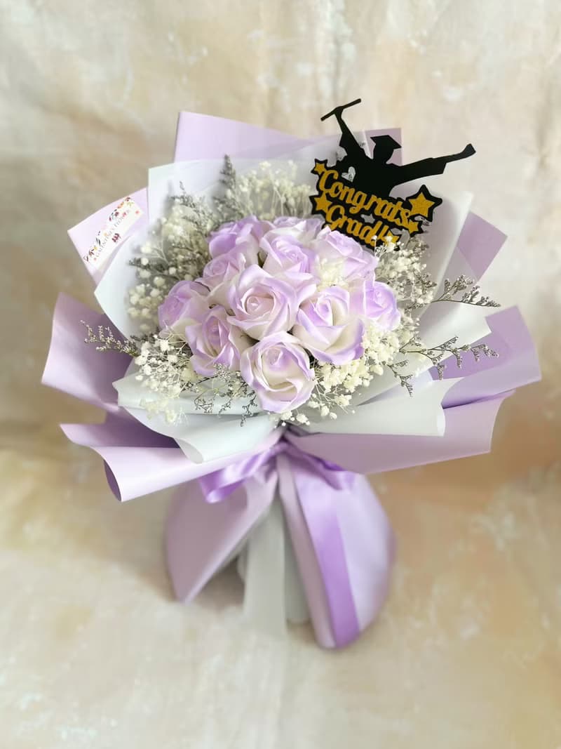 夢幻紫色 畢業花束 畢業禮物 香皂花 番梘花