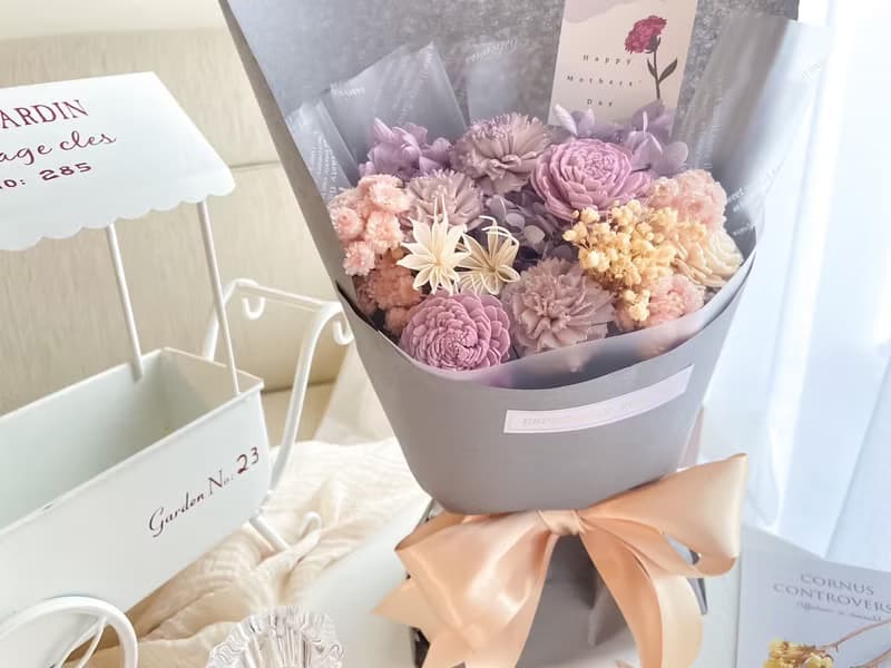 【日式花束】粉紫永生花束   母親節 情人節 送禮 生日禮 告白 求