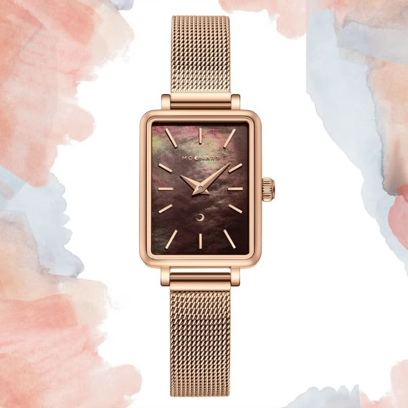 【MOONART】方型手錶 藝月系列-雅致+ 女裝手錶 珍珠貝藝術手錶