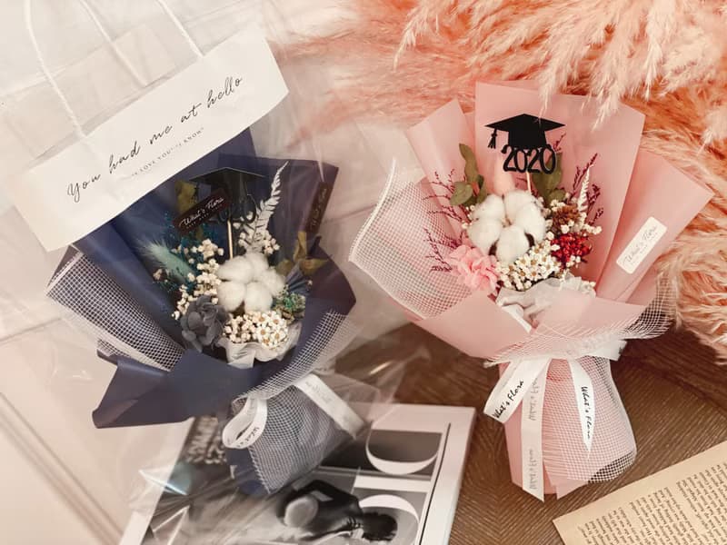 畢業花束 \小時光\棉花花束 乾燥花束 畢業快樂