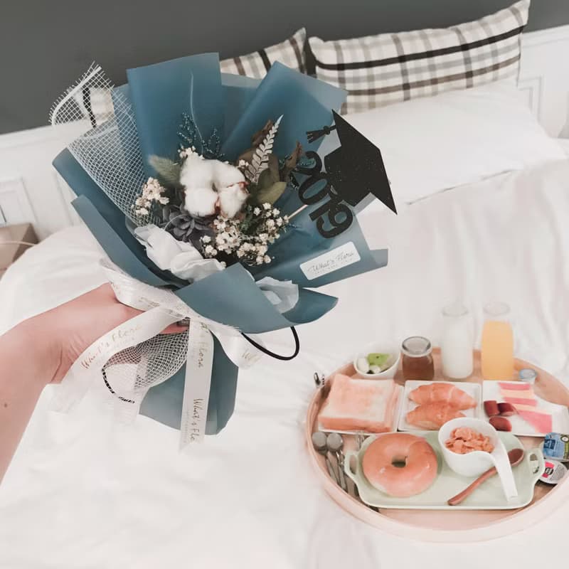 畢業花束 \小時光\棉花花束 乾燥花束 畢業快樂