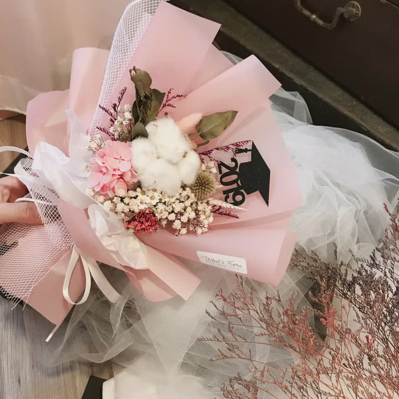 畢業花束 \小時光\棉花花束 乾燥花束 畢業快樂