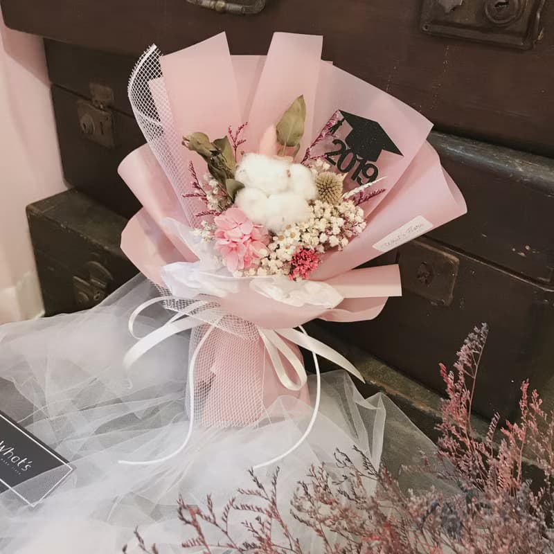 畢業花束 \小時光\棉花花束 乾燥花束 畢業快樂