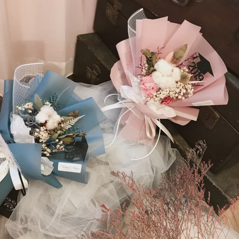 畢業花束 \小時光\棉花花束 乾燥花束 畢業快樂