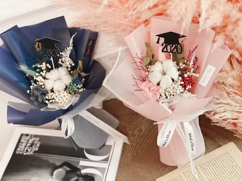 畢業花束 \小時光\棉花花束 乾燥花束 畢業快樂