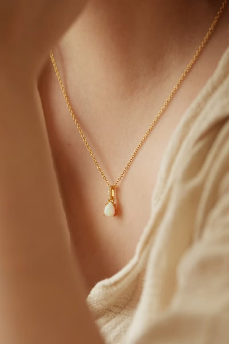 十月誕生石 蛋白石項鍊