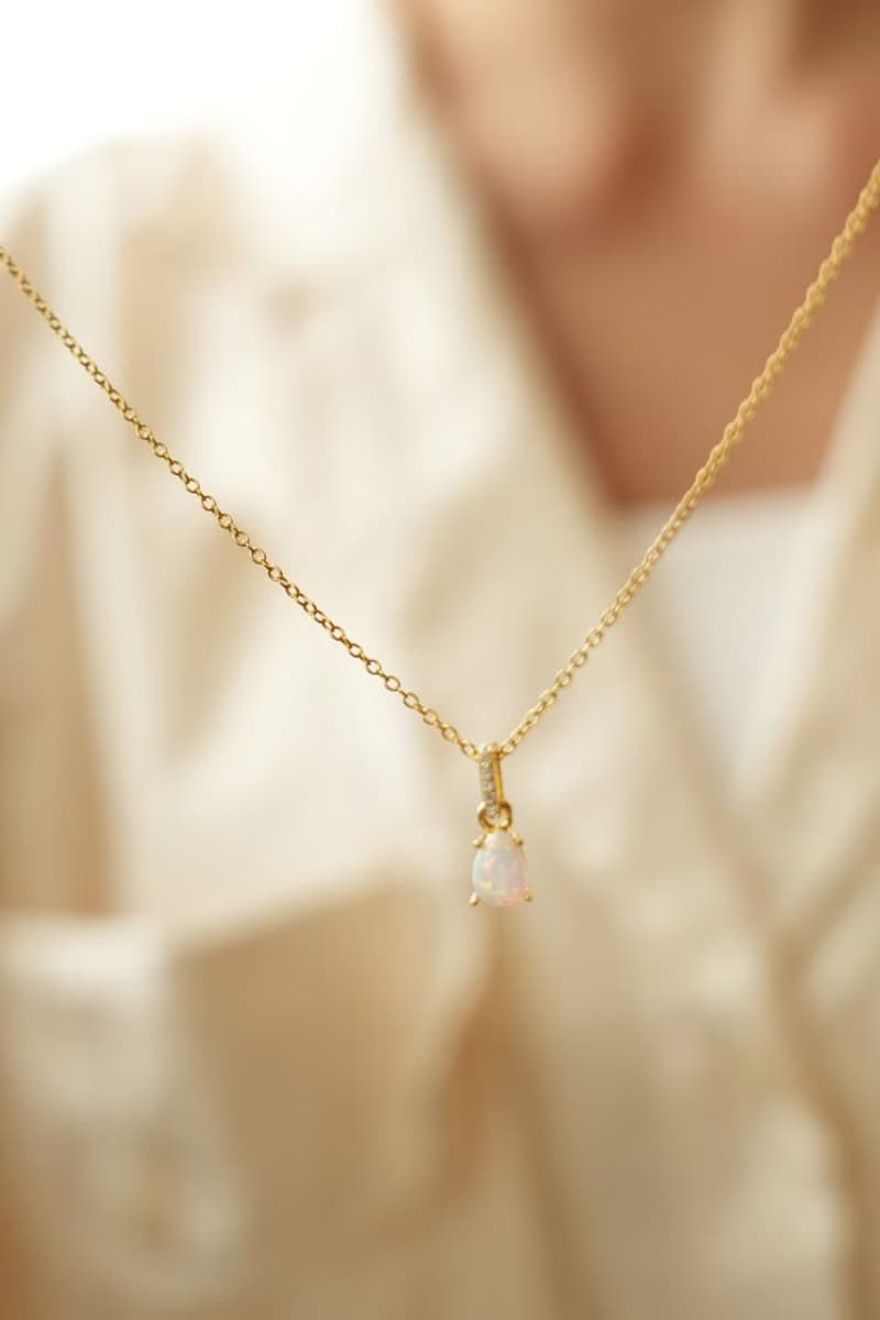 十月誕生石 蛋白石項鍊