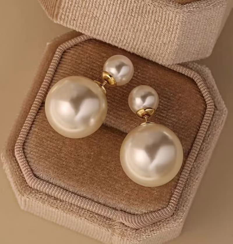 純銀珍珠耳釘  精緻耳飾 前後兩戴法式耳環 生日禮物 交換禮物