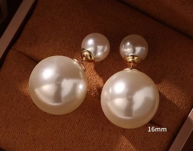 純銀珍珠耳釘  精緻耳飾 前後兩戴法式耳環 生日禮物 交換禮物