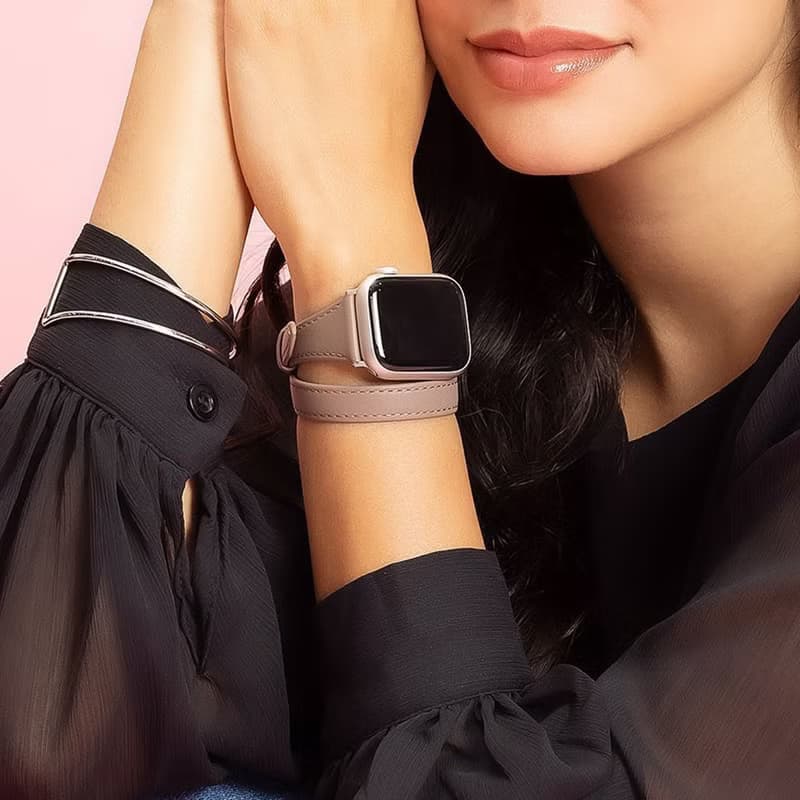 Apple Watch 38/40/41/42mm 雙重環繞仕女真皮錶帶