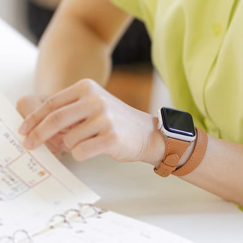 Apple Watch 38/40/41/42mm 雙重環繞仕女真皮錶帶