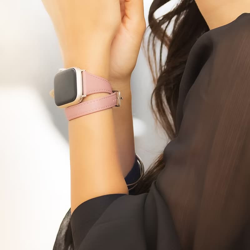 Apple Watch 38/40/41/42mm 雙重環繞仕女真皮錶帶