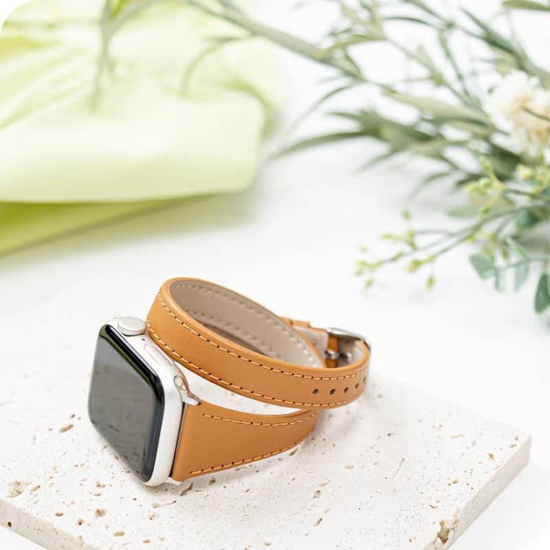 Apple Watch 38/40/41/42mm 雙重環繞仕女真皮錶帶