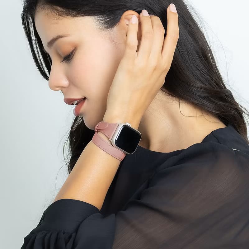 Apple Watch 38/40/41/42mm 雙重環繞仕女真皮錶帶