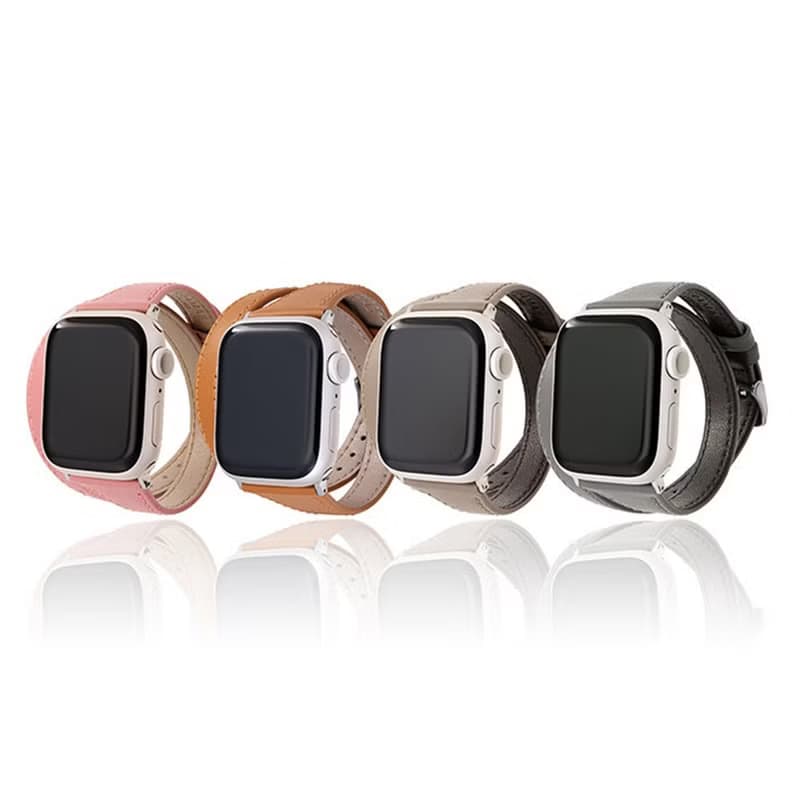 Apple Watch 38/40/41/42mm 雙重環繞仕女真皮錶帶