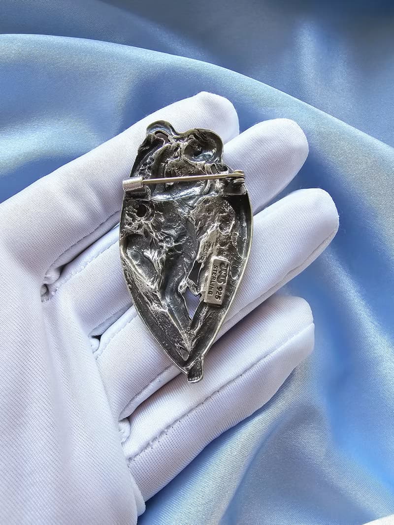 新藝術風格英國製925純銀長髮仙子胸針/別針/美國西洋古董飾品