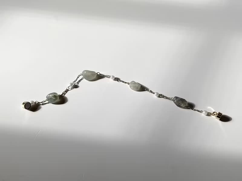 【簡約小清新 。拉長石手鍊】磁吸扣、注14K金、珍珠|易配戴