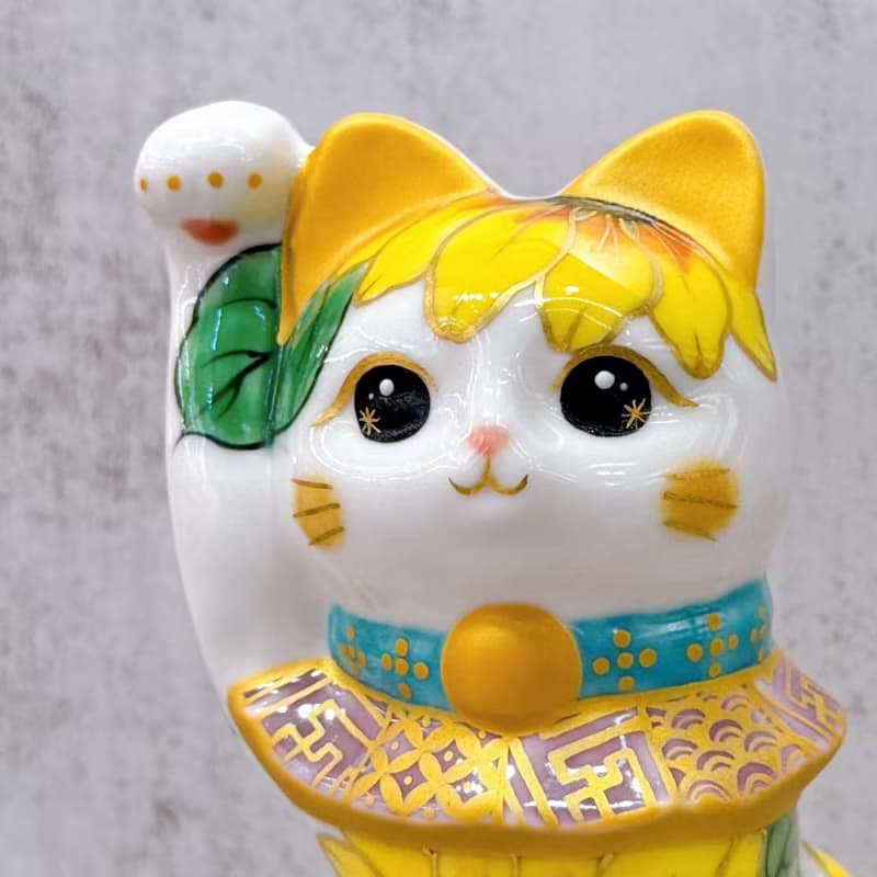 【清水福貓】日本清水燒招財貓 | 色繪 向日葵