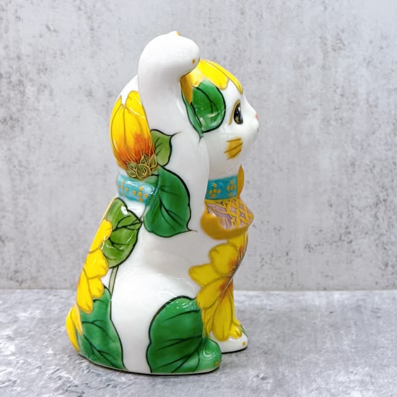 【清水福貓】日本清水燒招財貓 | 色繪 向日葵