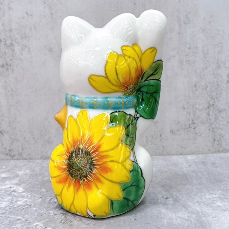 【清水福貓】日本清水燒招財貓 | 色繪 向日葵