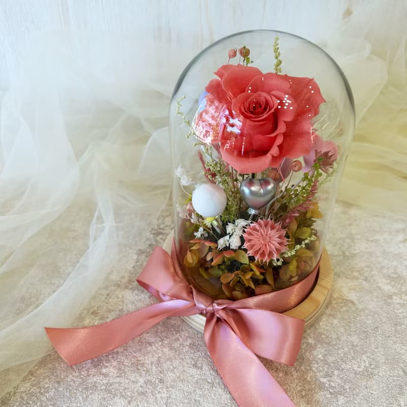 *如蜜* 永生玫瑰玻璃花盅 愛心氣球玻璃盅 七夕禮物 情人節禮物