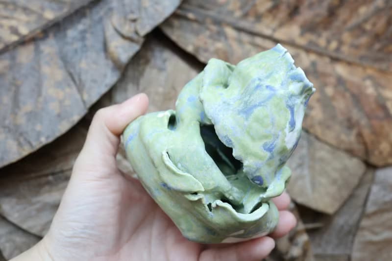 【喬遷禮物】風的皺折No4鈷綠手捏花器侘寂風雕塑擺件收藝術作品