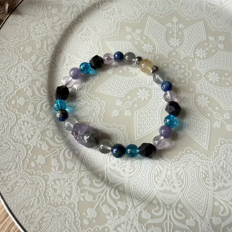 紫靛極光23貔貅彈性手鍊