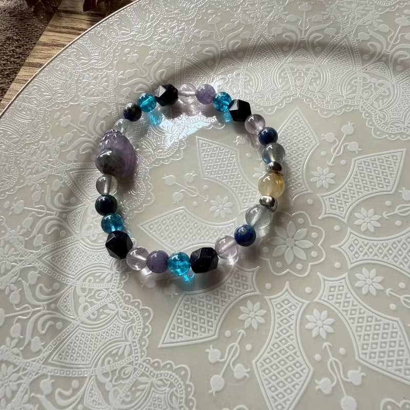 紫靛極光23貔貅彈性手鍊