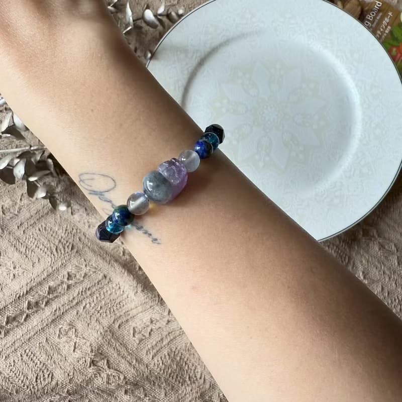 紫靛極光23貔貅彈性手鍊