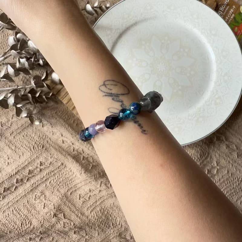 紫靛極光23貔貅彈性手鍊