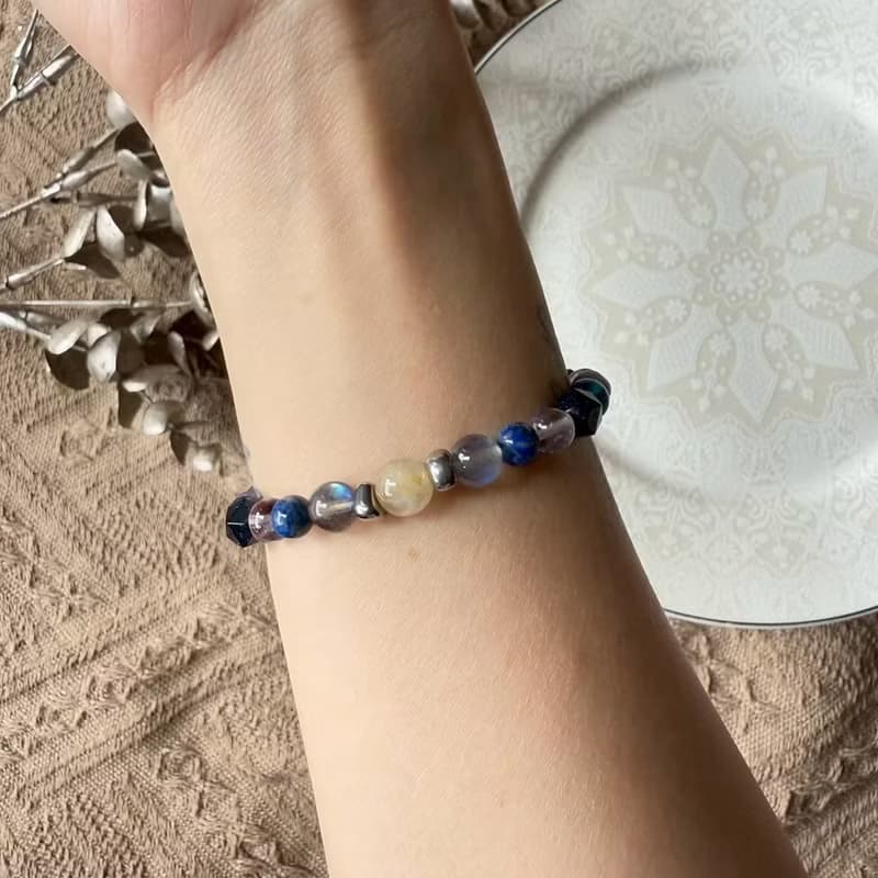 紫靛極光23貔貅彈性手鍊