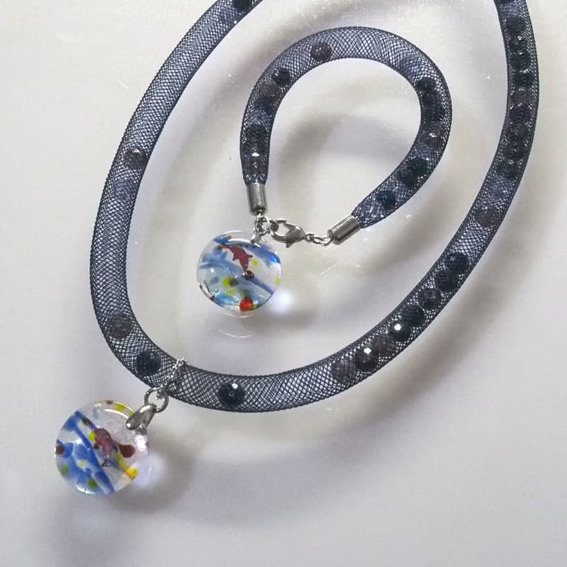 琉光晶鑽項鍊手鍊套組-琉璃墜